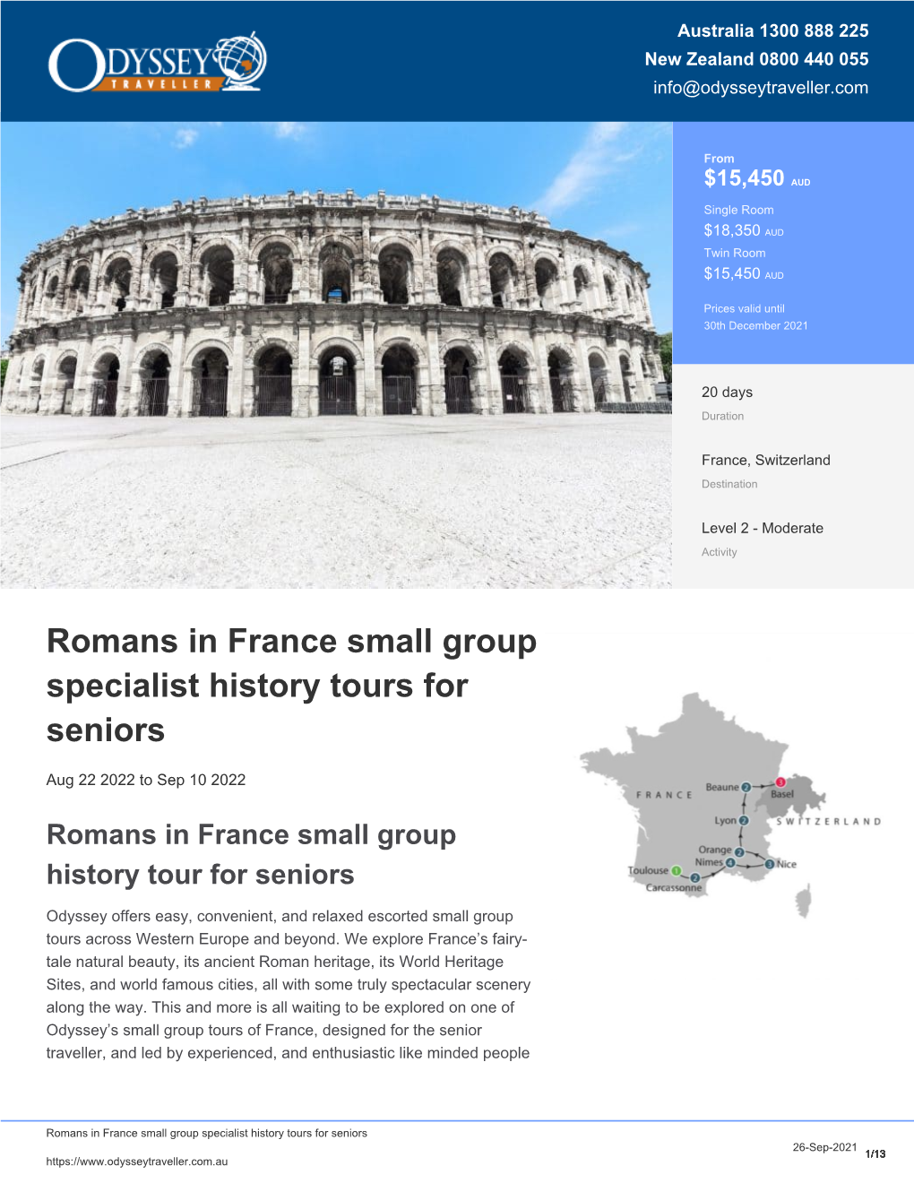 Romans in France | Small Group Tour for Seniors | Odyssey Traveller