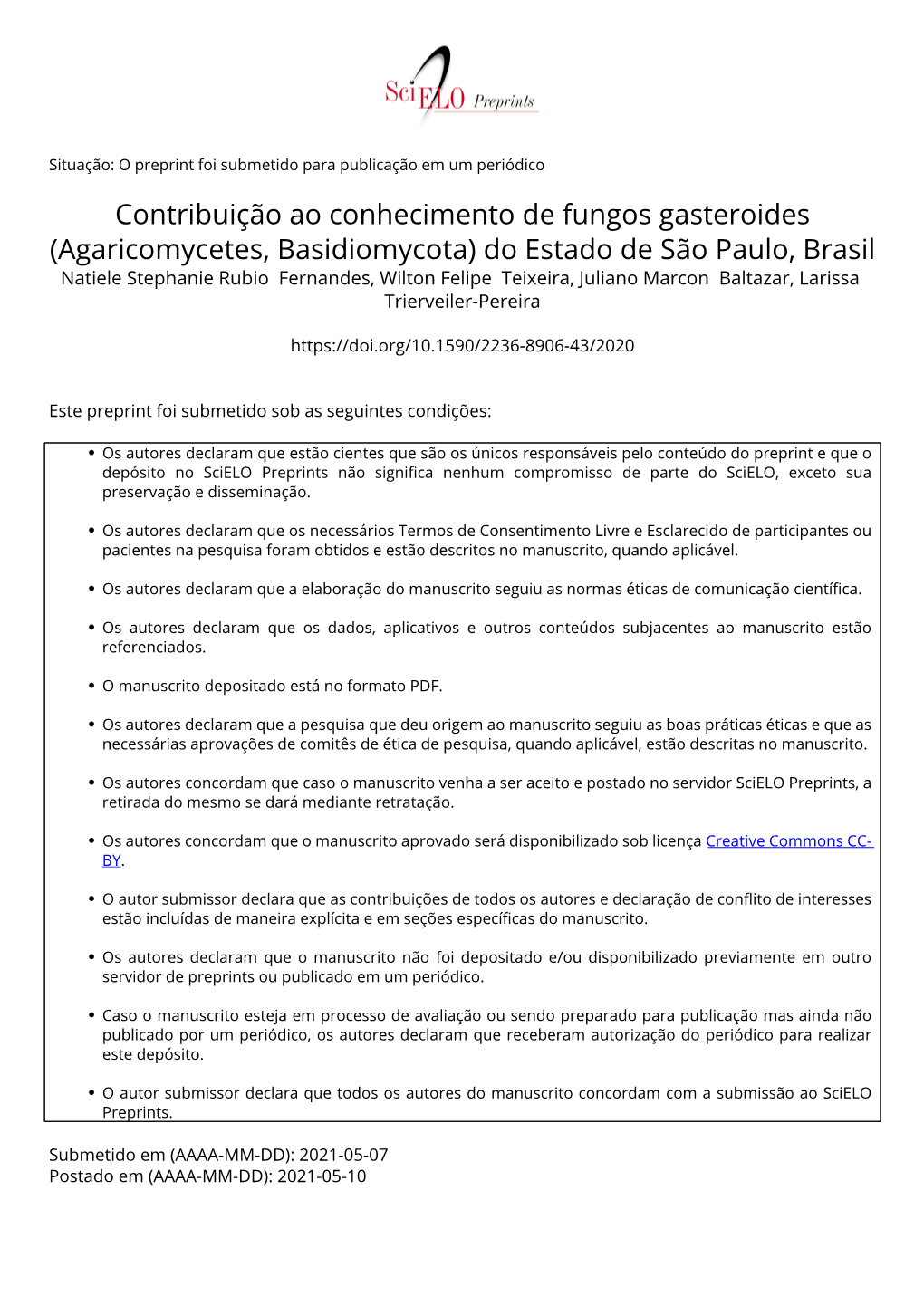 Contribuição Ao Conhecimento De Fungos Gasteroides