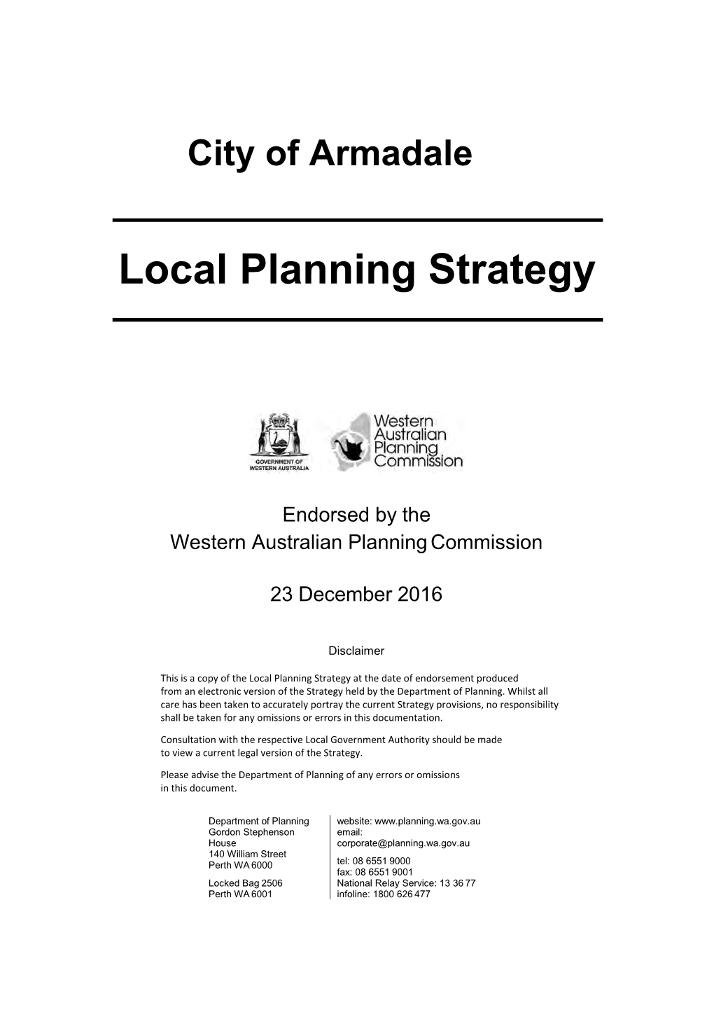 City of Armadale Local Planning Strategy – Town Planning Scheme No.4