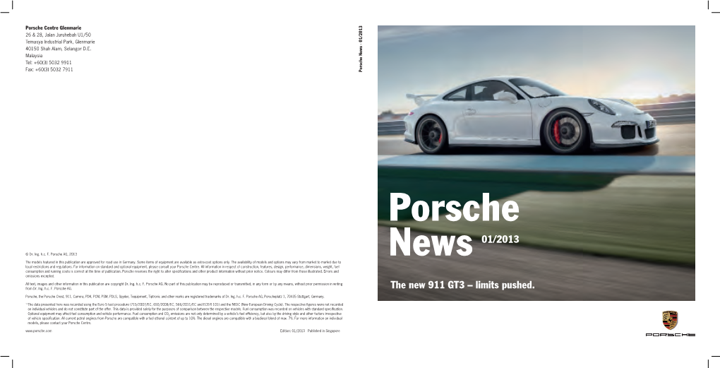 News 01/2013 the New 911 GT3 – Limits Pushed