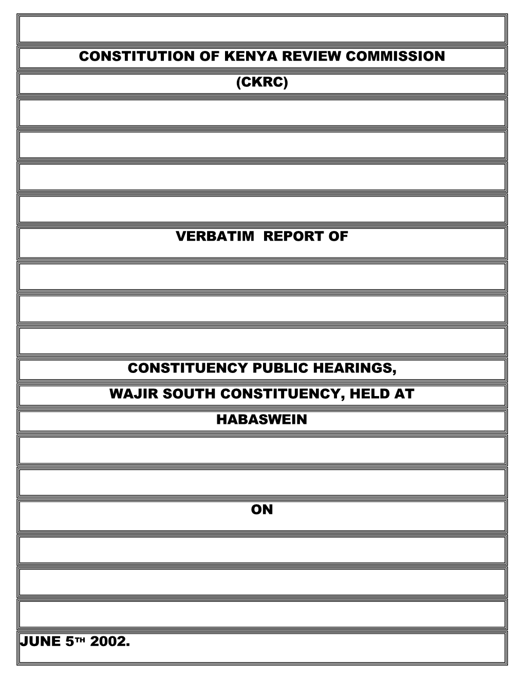 Constitution of Kenya Review Commission (Ckrc)