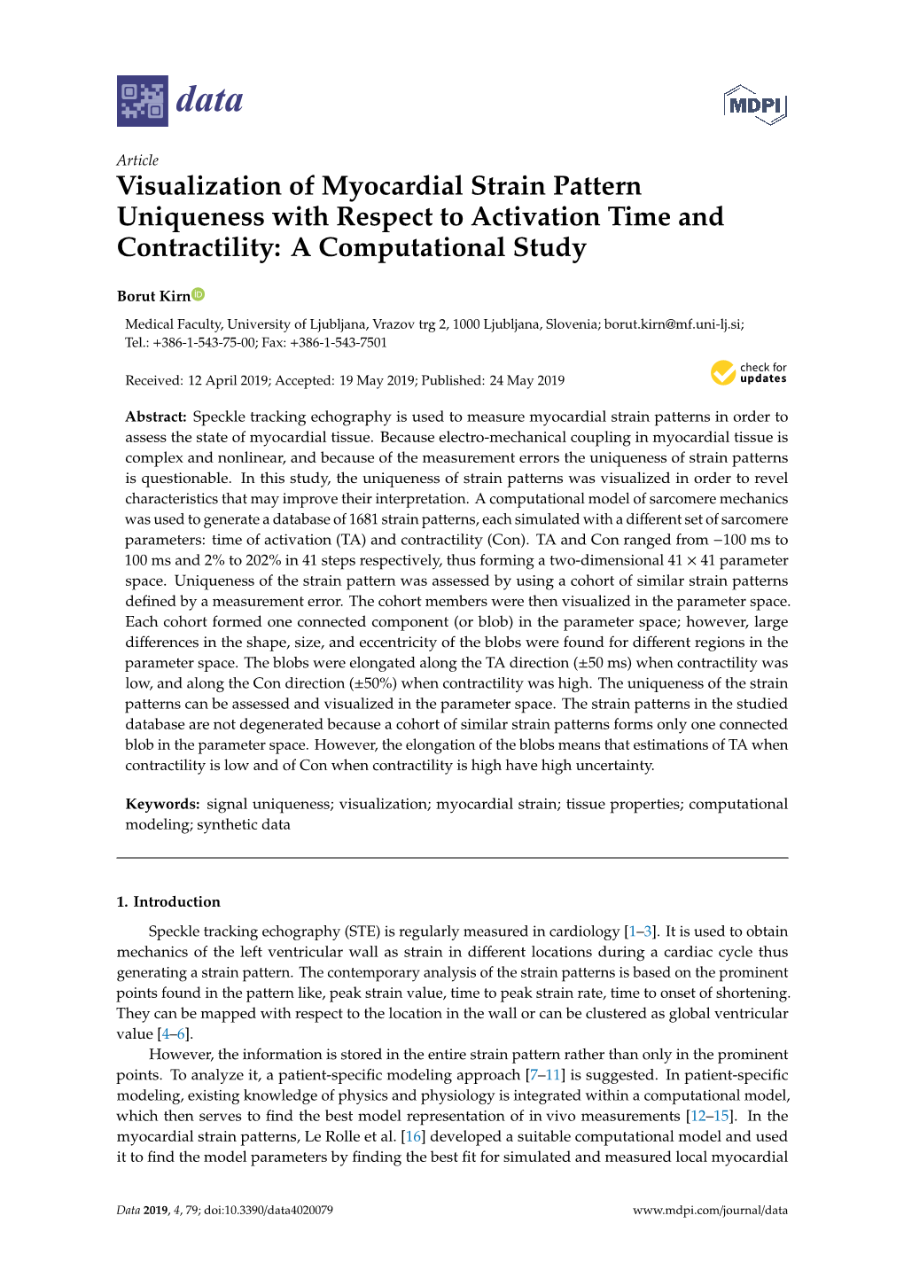 Visualization of Myocardial Strain Pattern Uniqueness with Respect to Activation Time and Contractility: a Computational Study