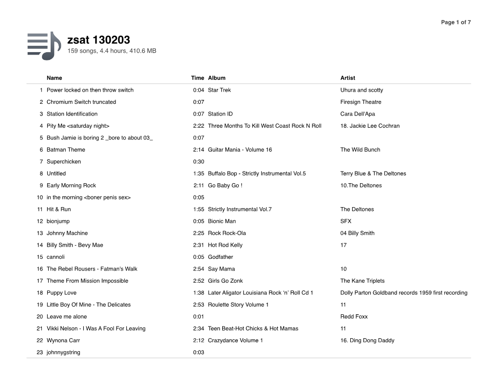 Zsat 130203 159 Songs, 4.4 Hours, 410.6 MB