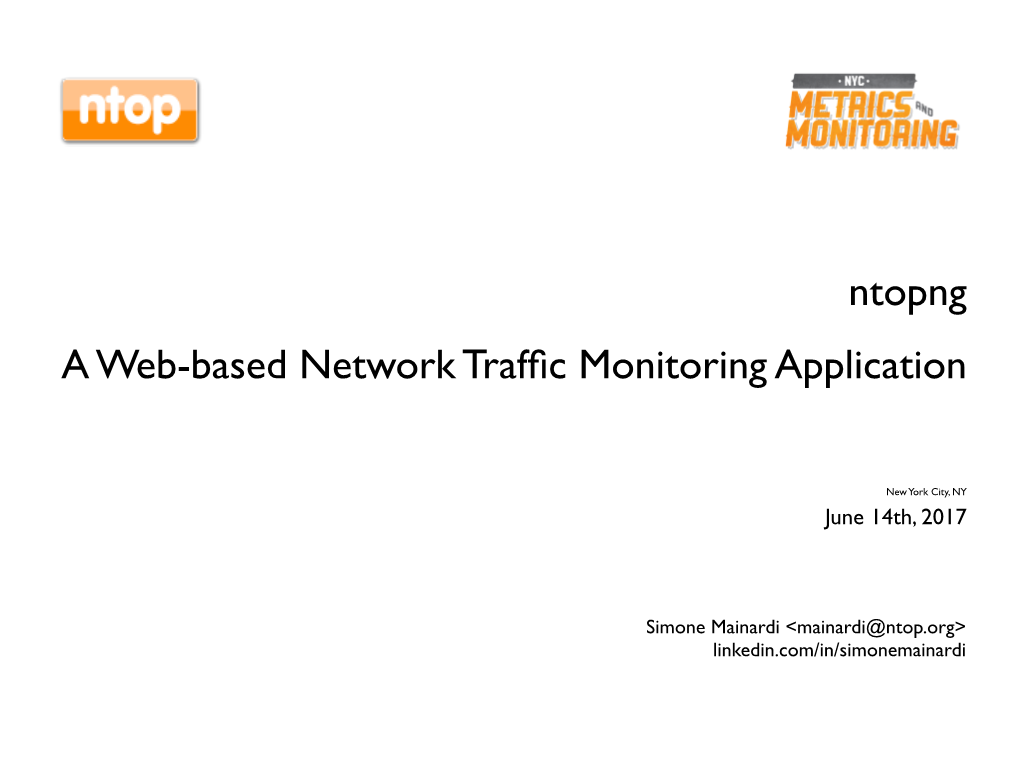 Ntopng a Web-Based Network Traffic Monitoring Application