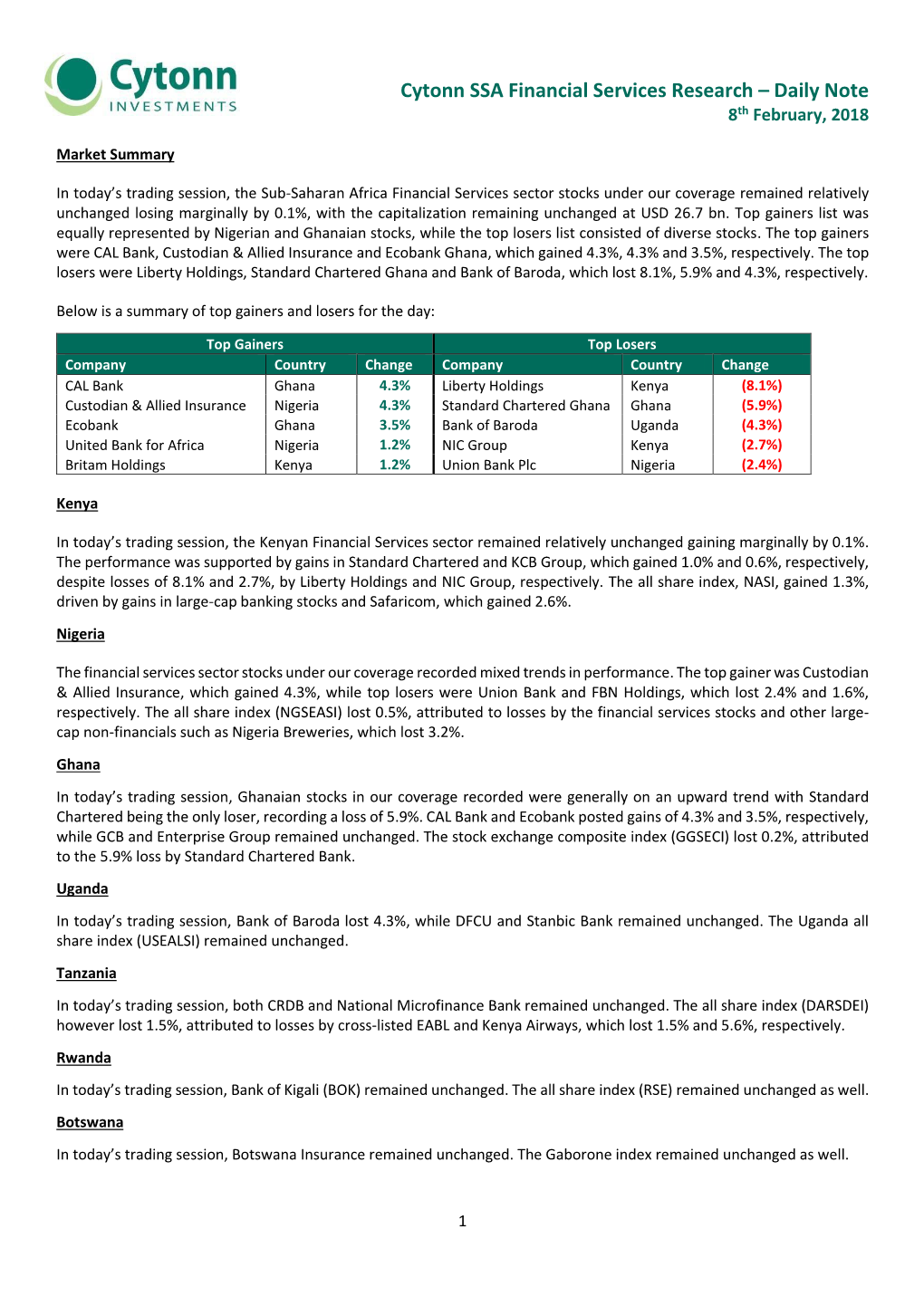 Equity Group Earnings Update – Q1'2016