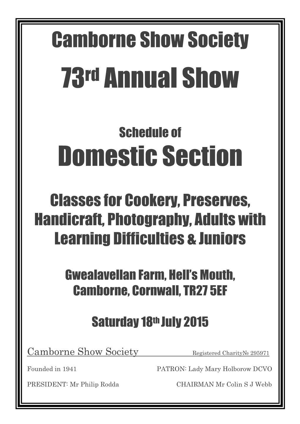 73Rd Annual Show Domestic Section