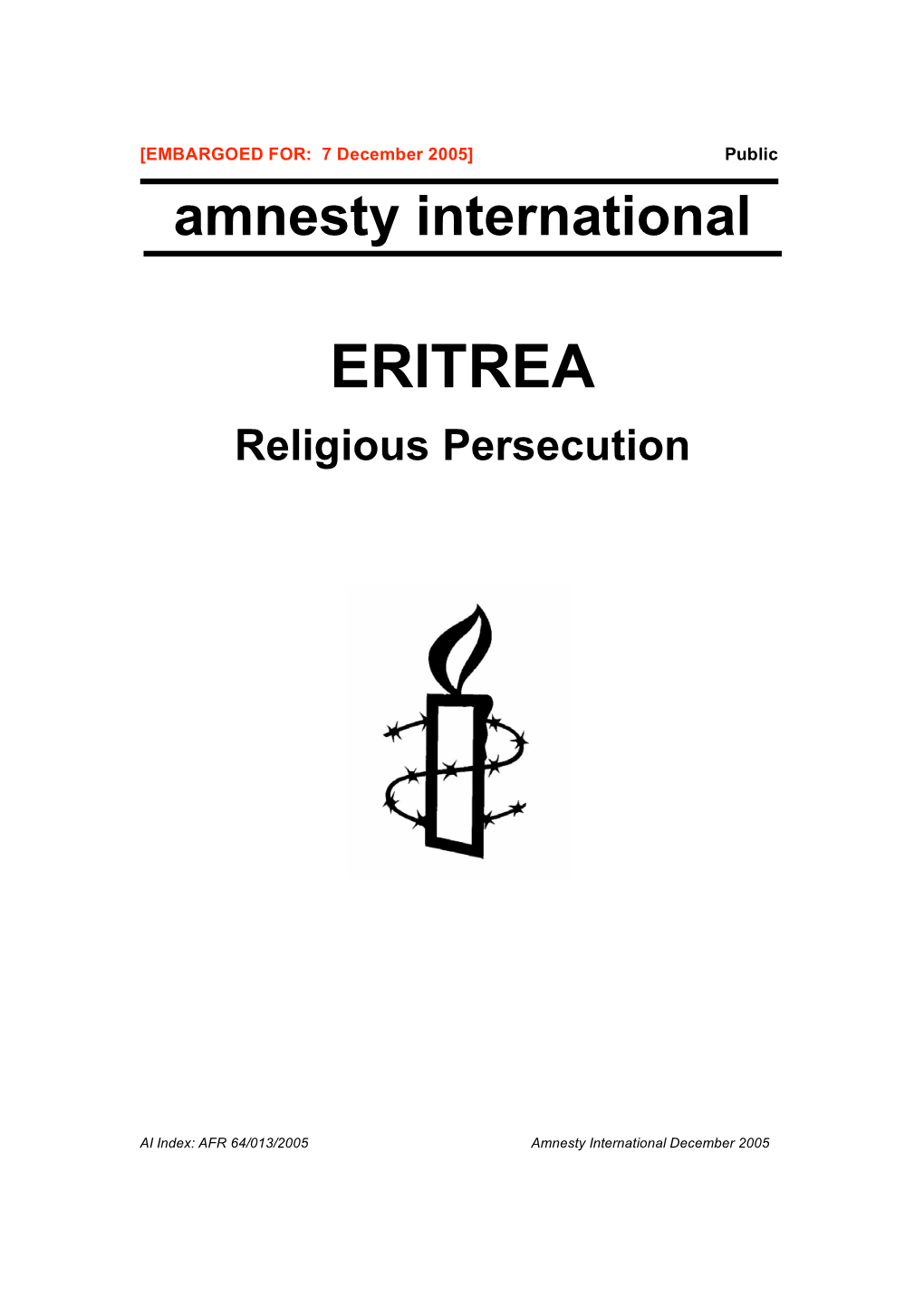 ERITREA Religious Persecution