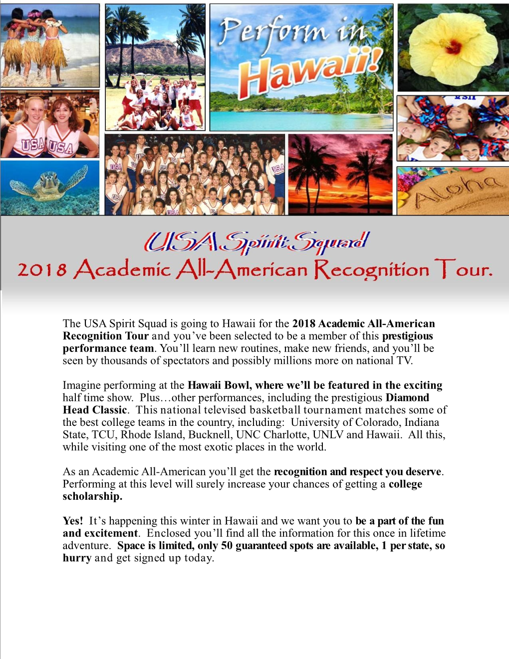 The USA Spirit Squad Is Going to Hawaii for the 2018 Academic All