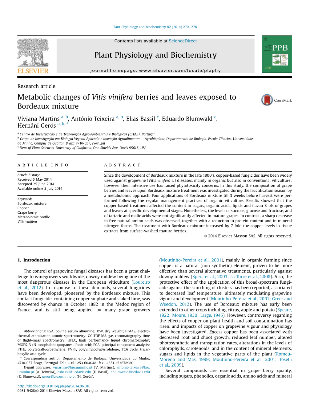 Plant Physiology and Biochemistry 82 (2014) 270E278