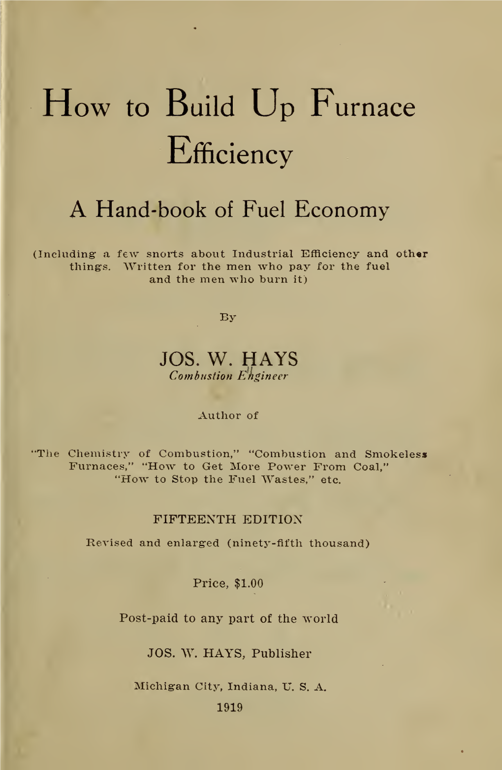 How to Build up Furnace Efficiency; a Hand-Book Of