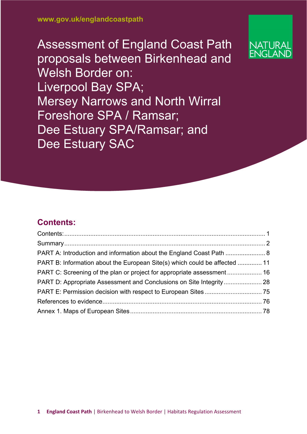 Birkenhead to Welsh Border | Habitats Regulation Assessment