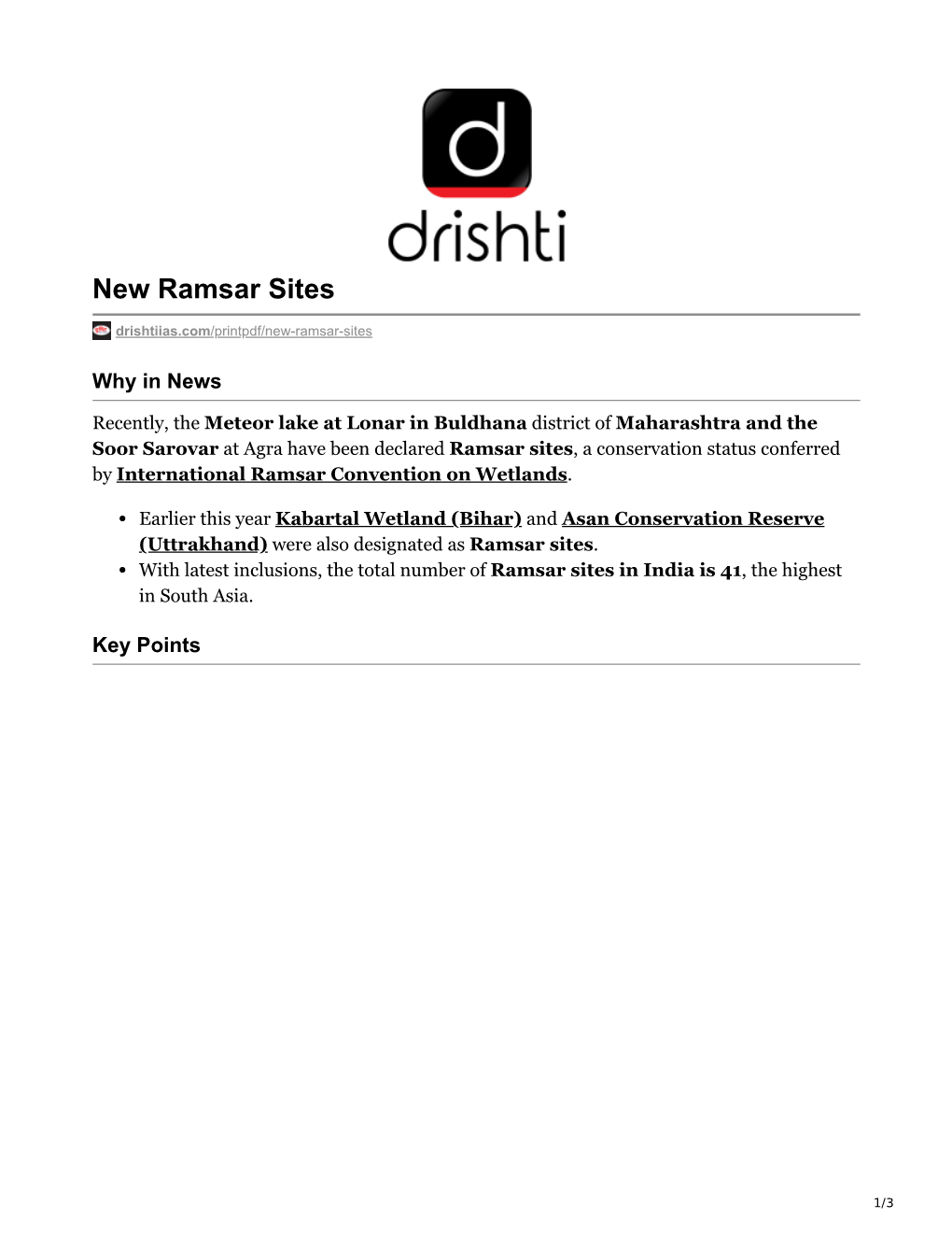 New Ramsar Sites