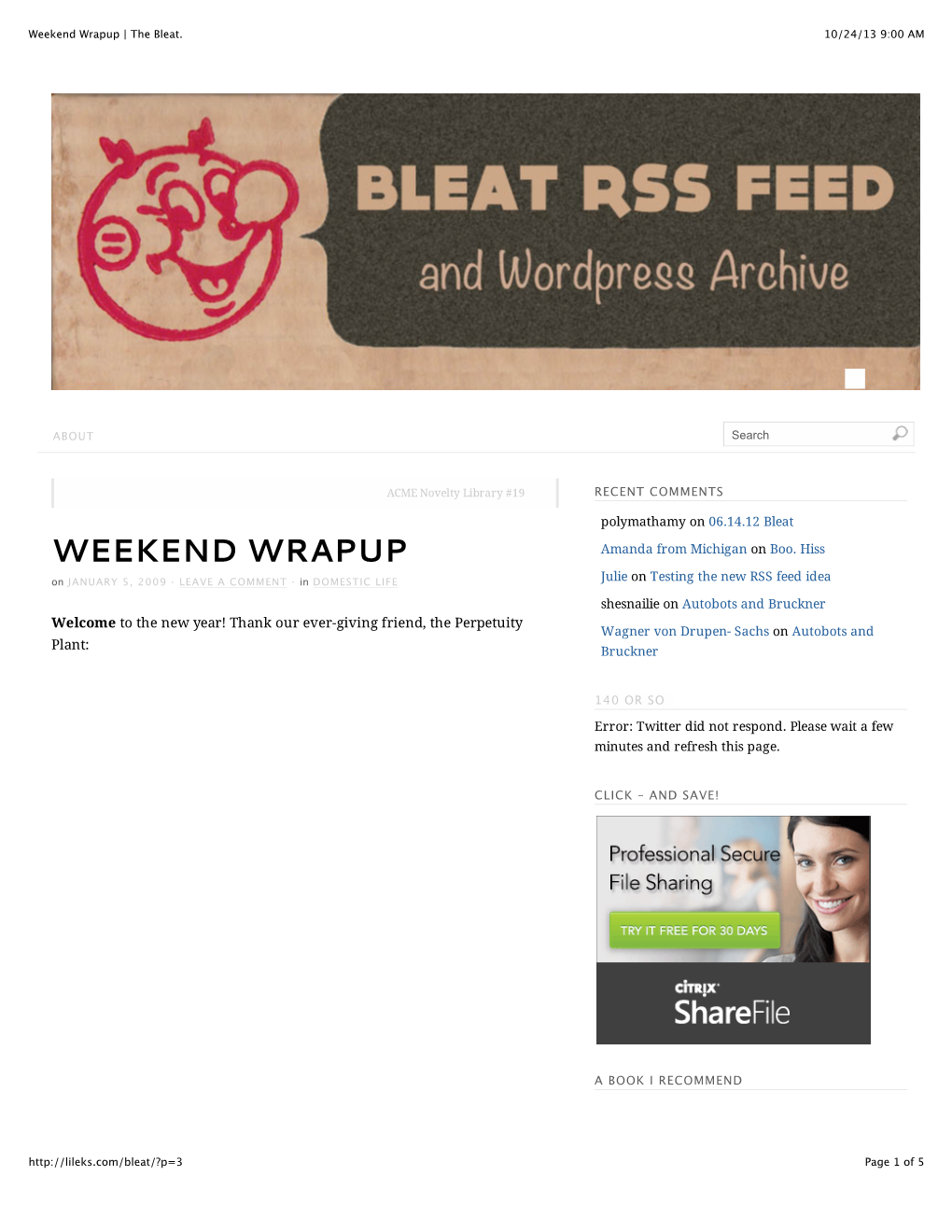Weekend Wrapup | the Bleat