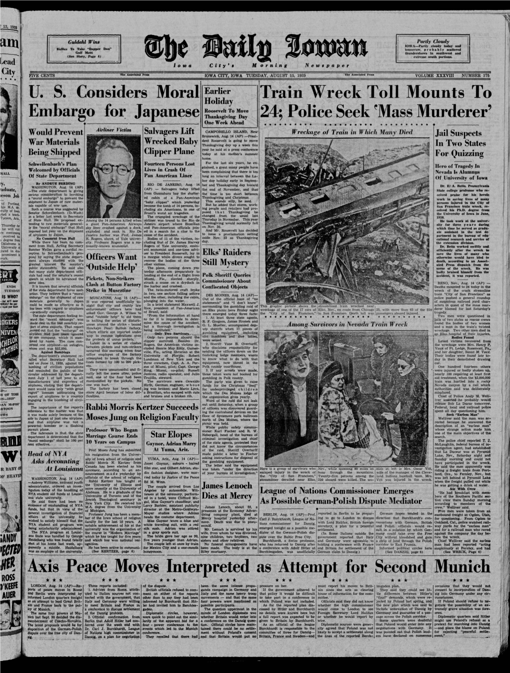 Daily Iowan (Iowa City, Iowa), 1939-08-15