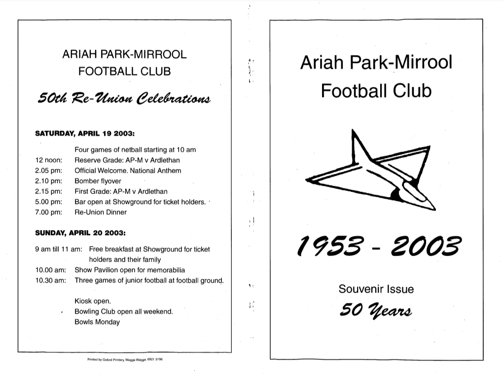 ARIAH PARK-MIRROOL FOOTBALL CLUB Ariah Park-Mirrool Football Club