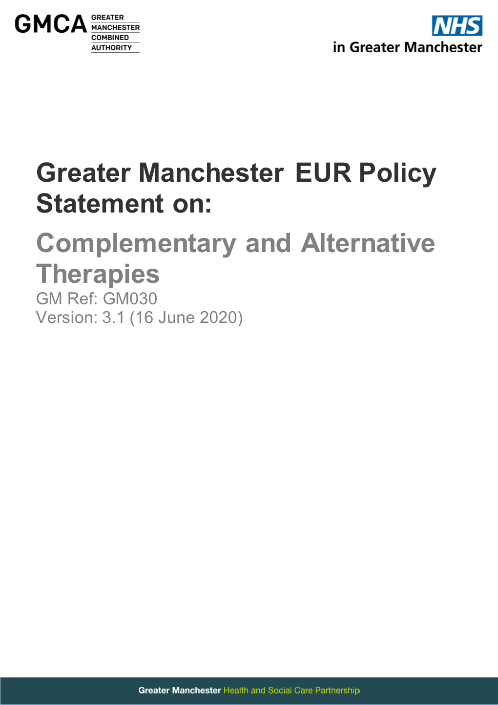 GM Complementary & Alternative Therapies Policy