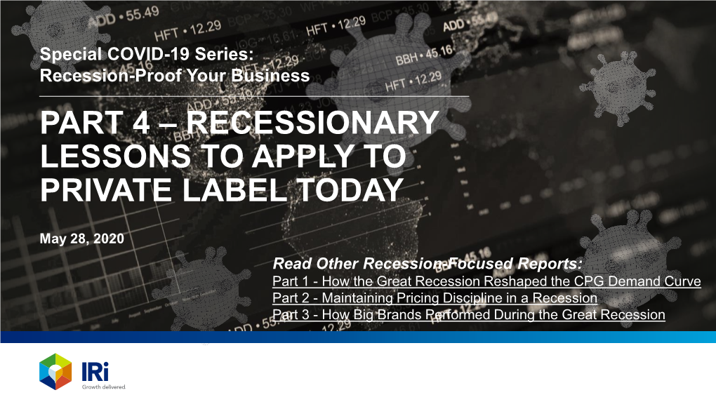 Part 4 – Recessionary Lessons to Apply to Private Label Today