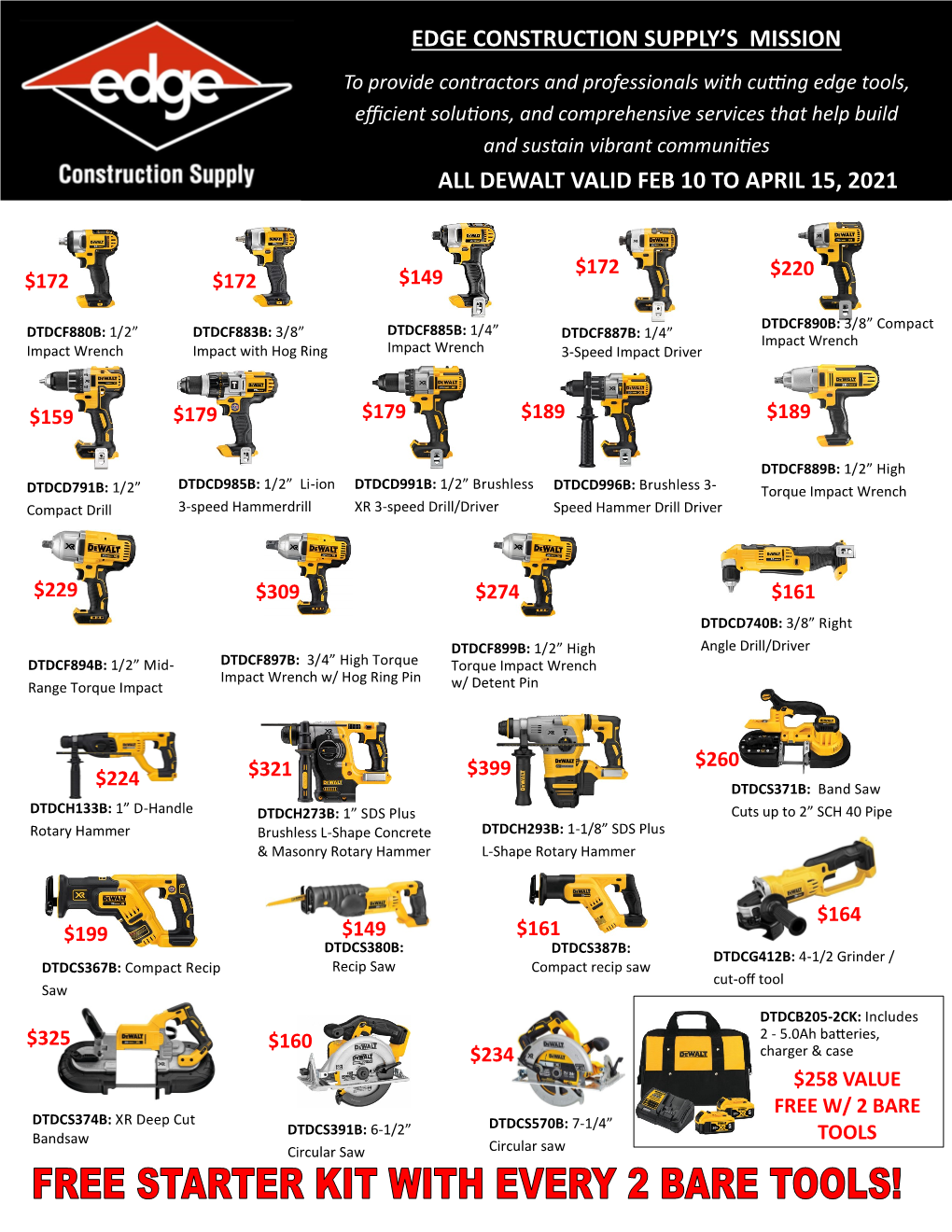 Dewalt Valid Feb 10 to April 15, 2021