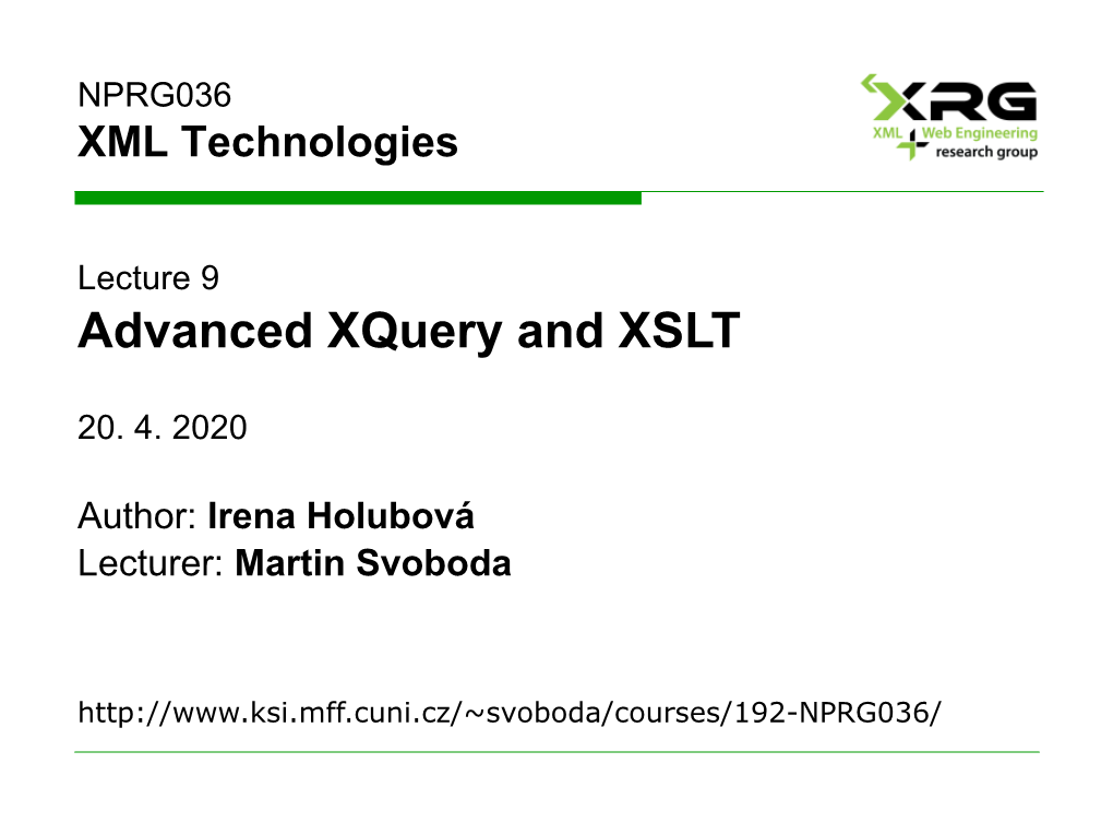Advanced XSLT, Advanced Xquery