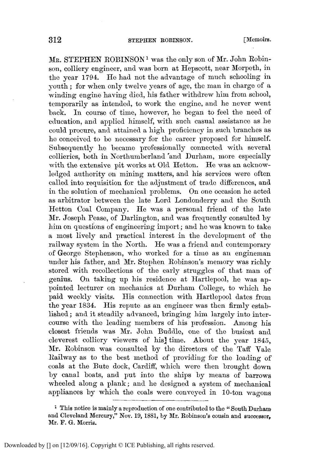 Obituary. Stephen Robinson, 1794-1881