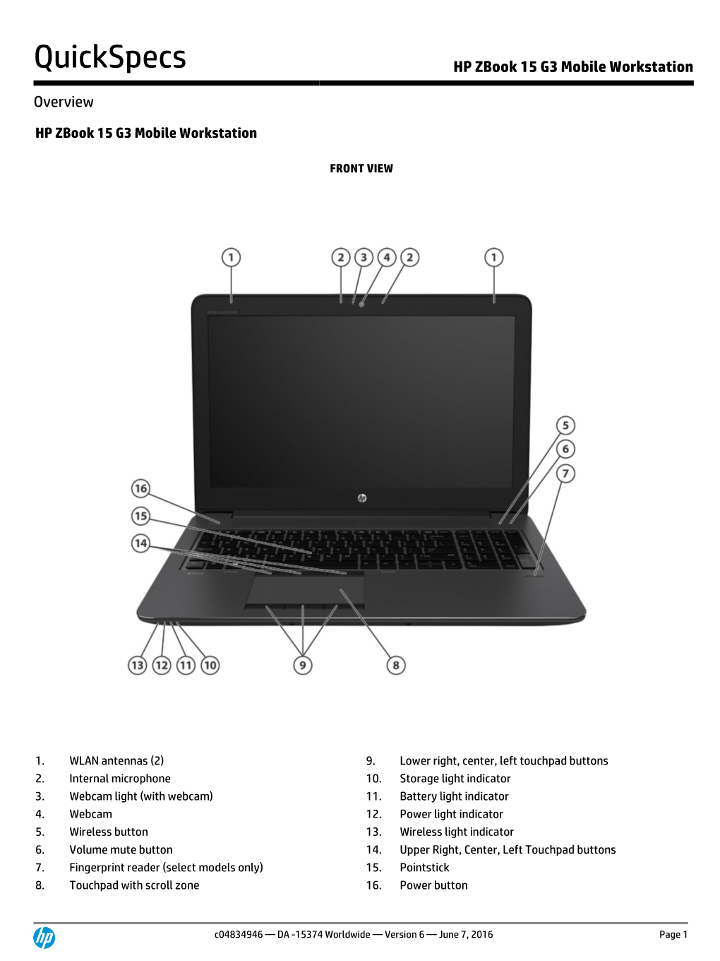 HP Zbook 15 G3 Mobile Workstation