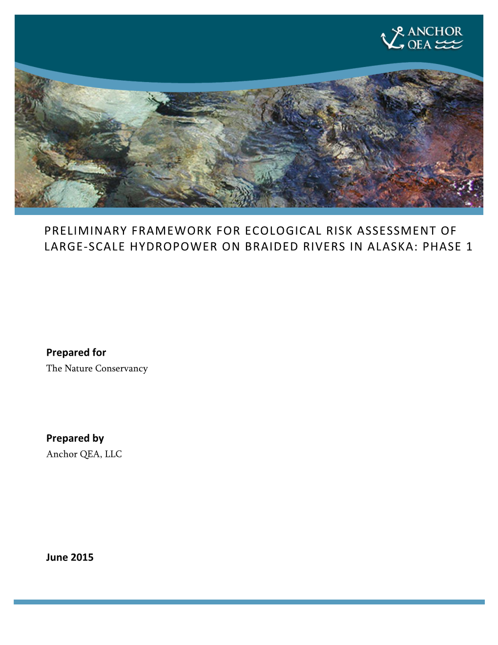 Preliminary Framework for Ecological Risk Assessment of Large-Scale Hydropower on Braided Rivers in Alaska: Phase 1