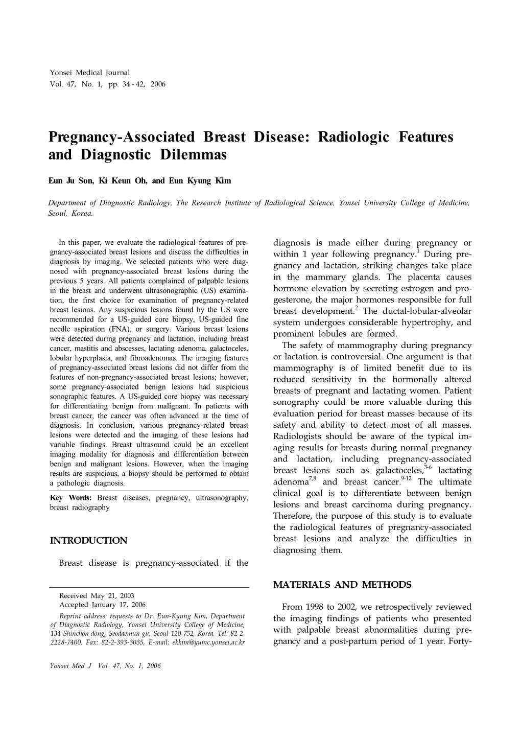 Pregnancy-Associated Breast Disease: Radiologic Features and Diagnostic Dilemmas