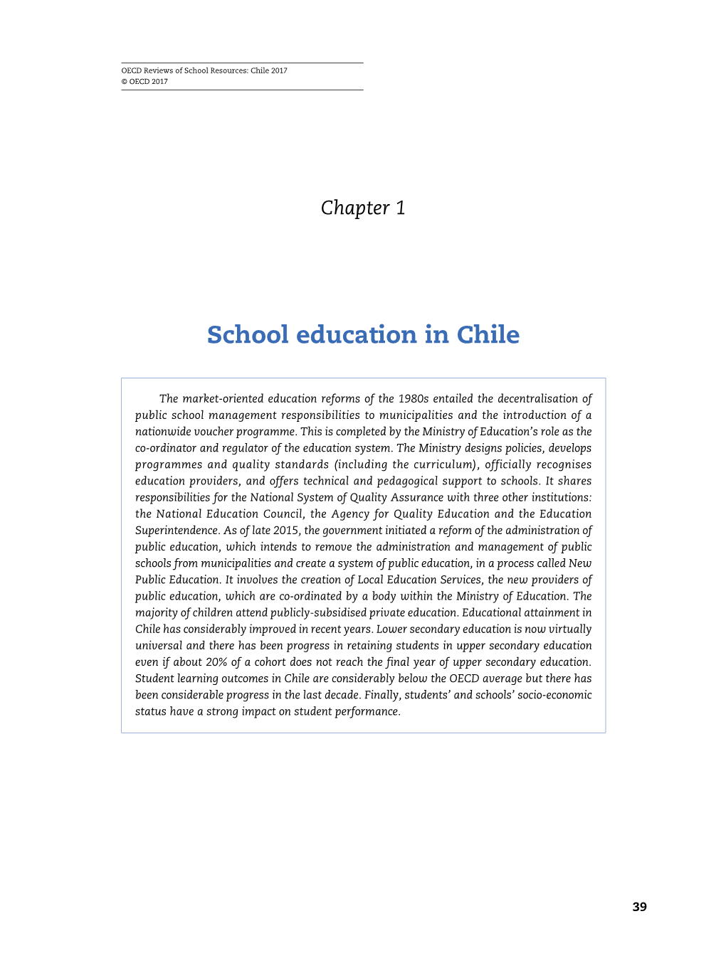 School Education in Chile