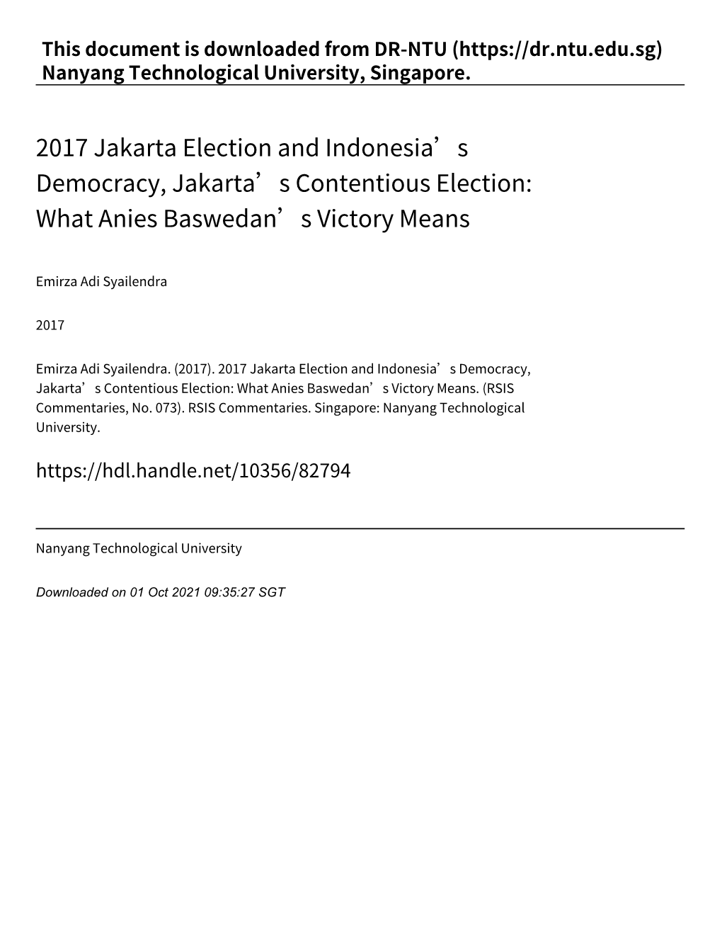 What Anies Baswedan's Victory