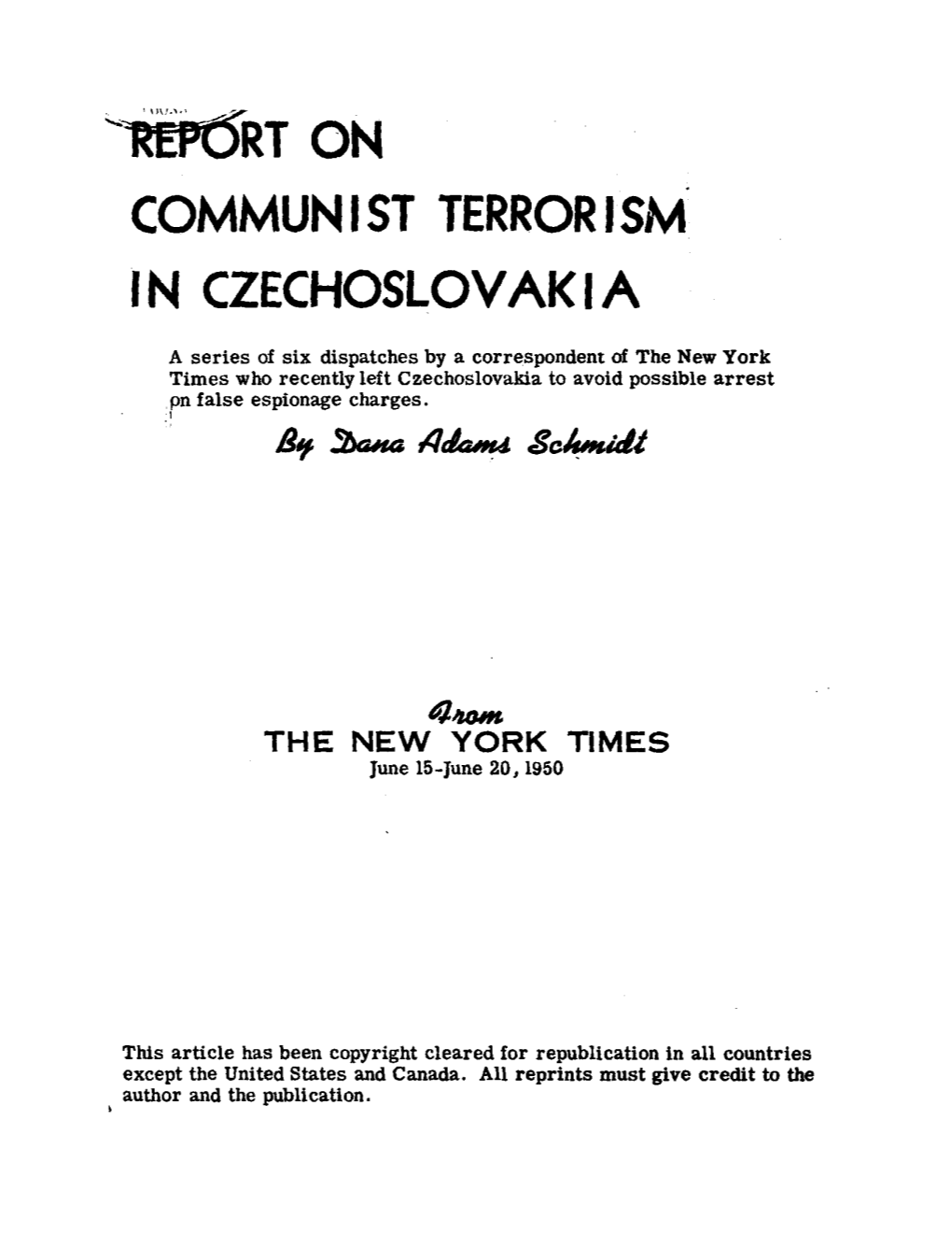 Communist Terrorism in Czechoslovakia