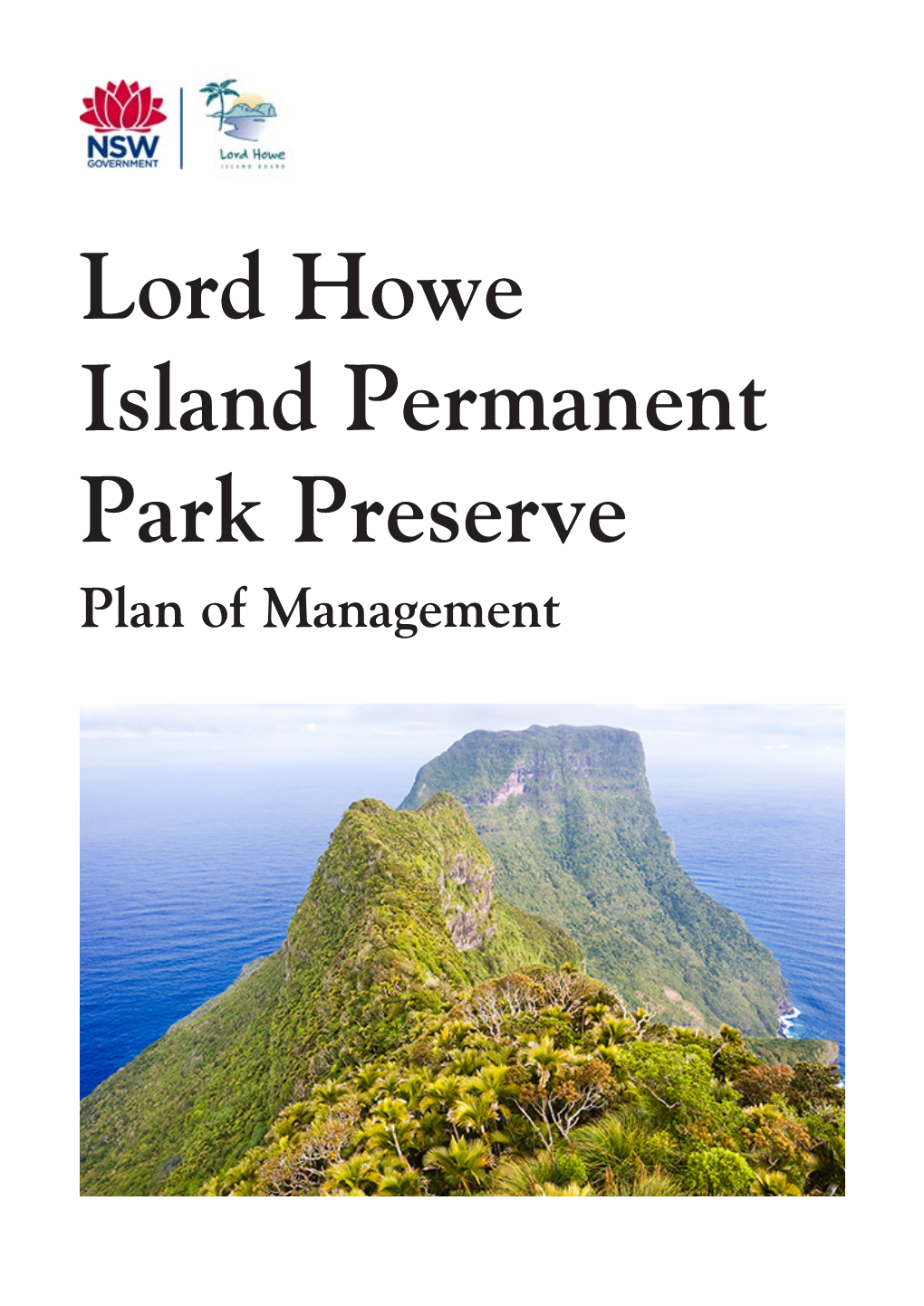 Lord Howe Island Permanent Park Preserve Plan of Management