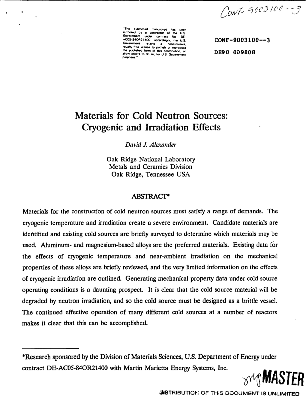 Cryogenic and Irradiation Effects