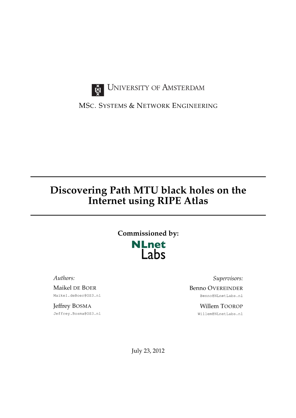 Discovering Path MTU Black Holes Using RIPE Atlas