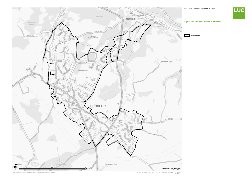 Settlement Figure 5.4: Allotment Access in Broseley