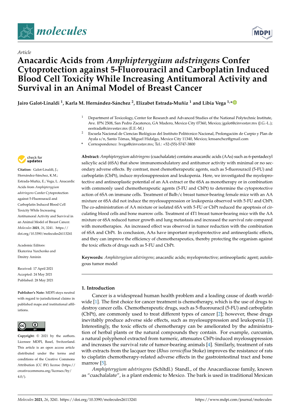 Anacardic Acids from Amphipterygium Adstringens Confer Cytoprotection