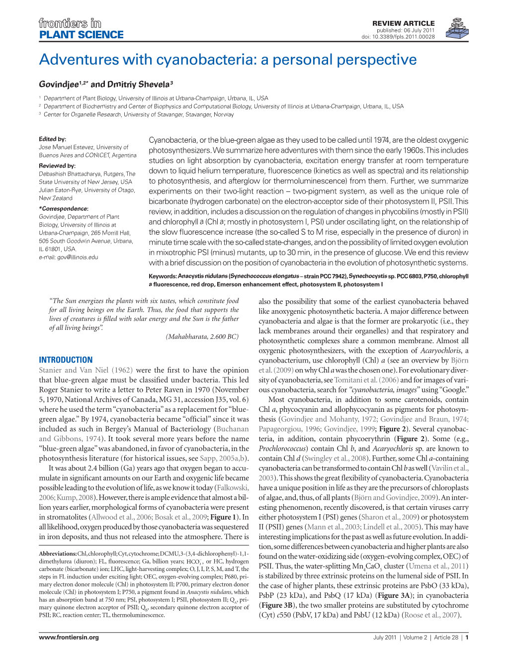 Adventures with Cyanobacteria: a Personal Perspective