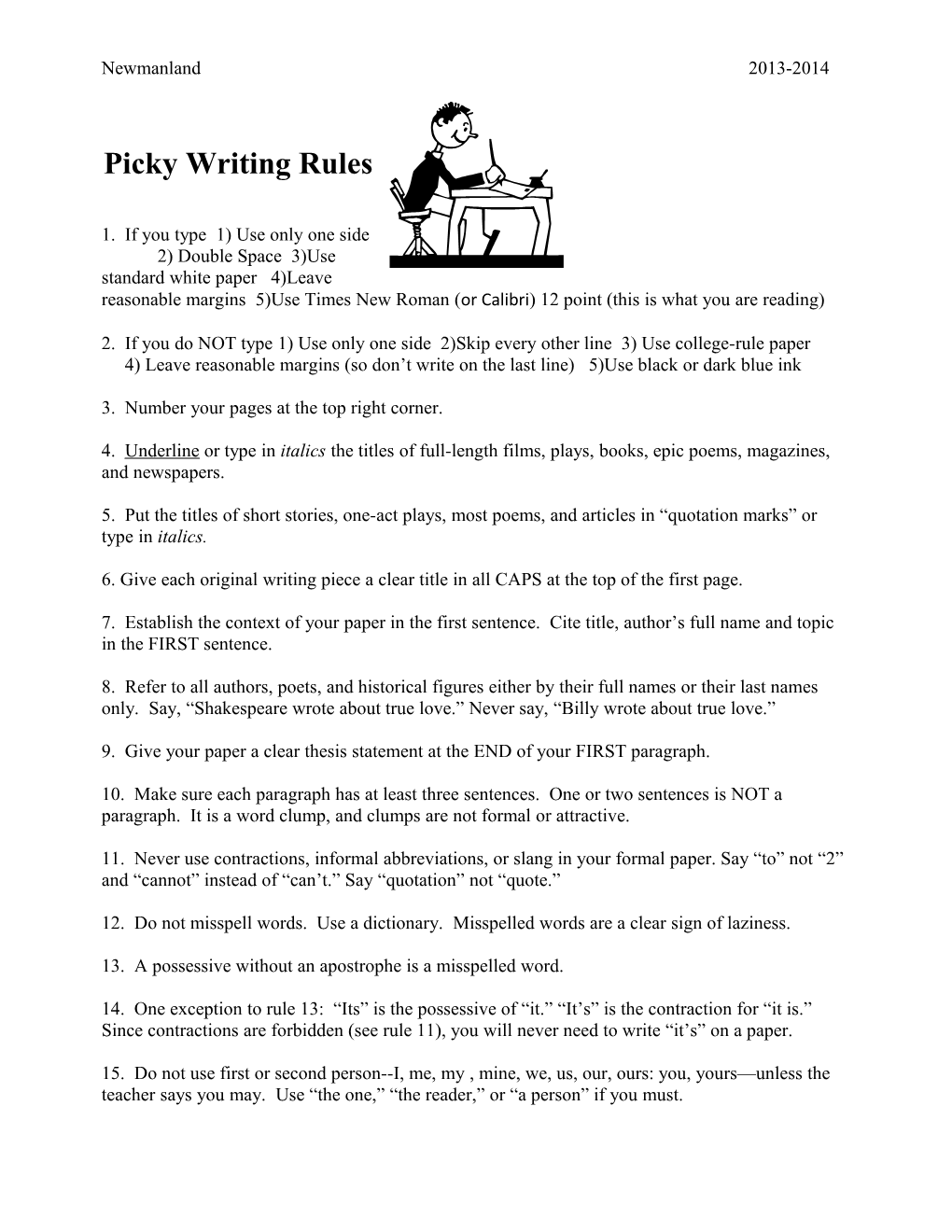 Picky Writing Rules