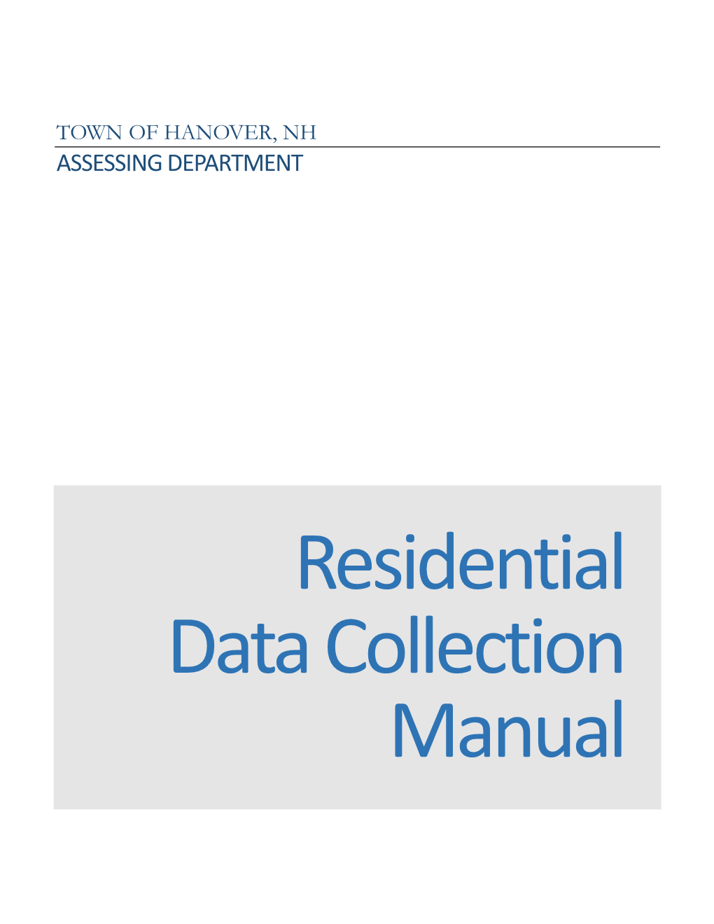Residential Data Collection Manual