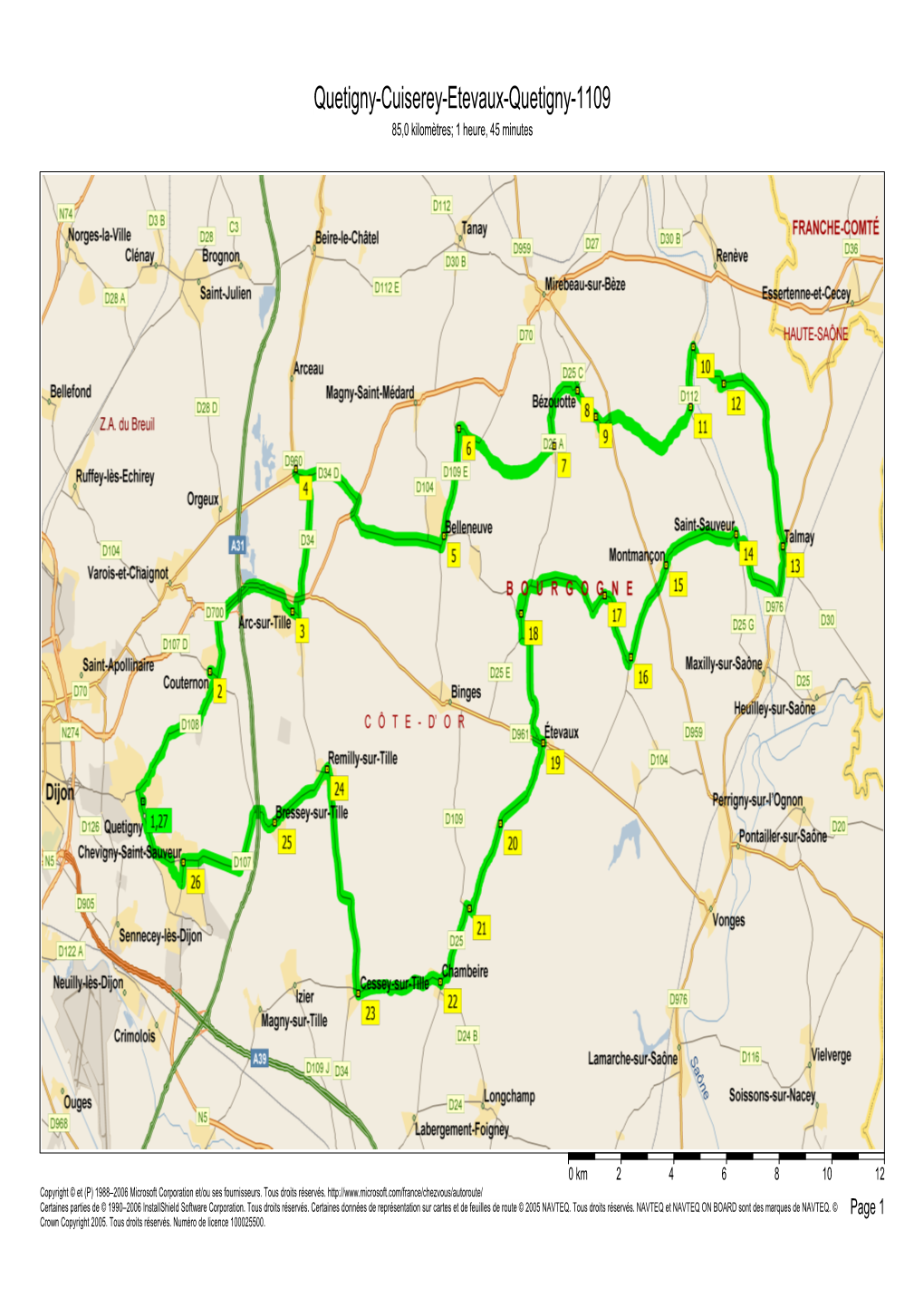 Quetigny-Cuiserey-Etevaux-Quetigny-1109 85,0 Kilomètres; 1 Heure, 45 Minutes