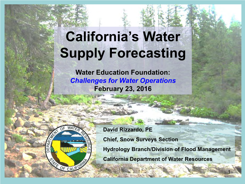 California's Water Supply Forecasting