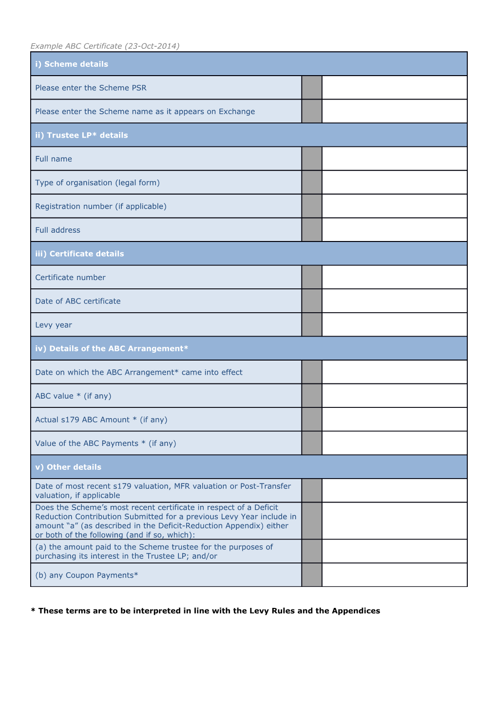 Sample ABC Volunary Form