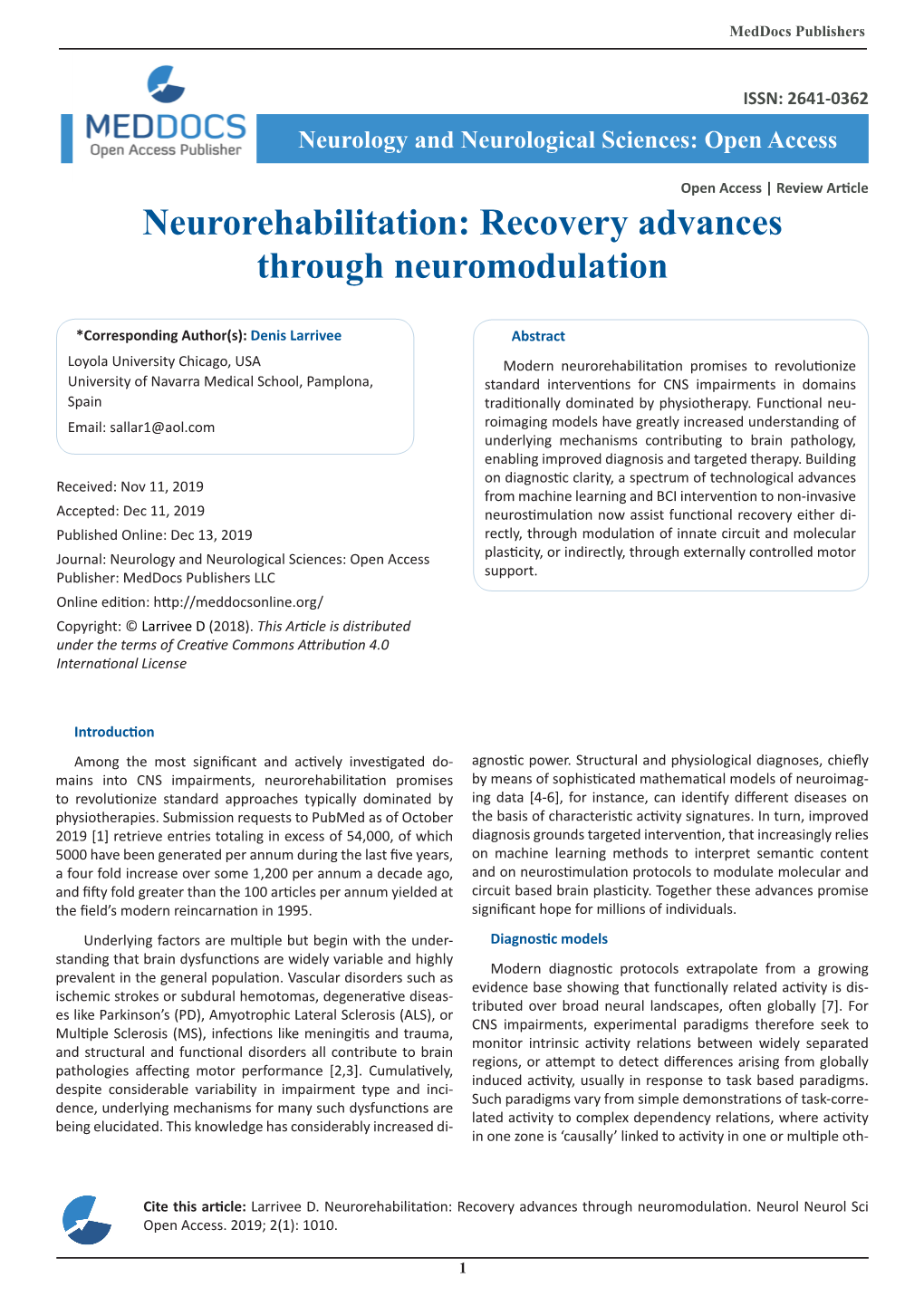 Neurorehabilitation: Recovery Advances Through Neuromodulation