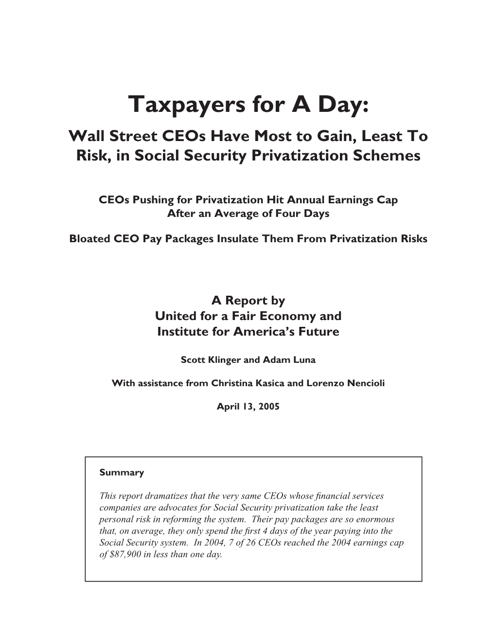 Tax Day Report 2005.Ss.Indd