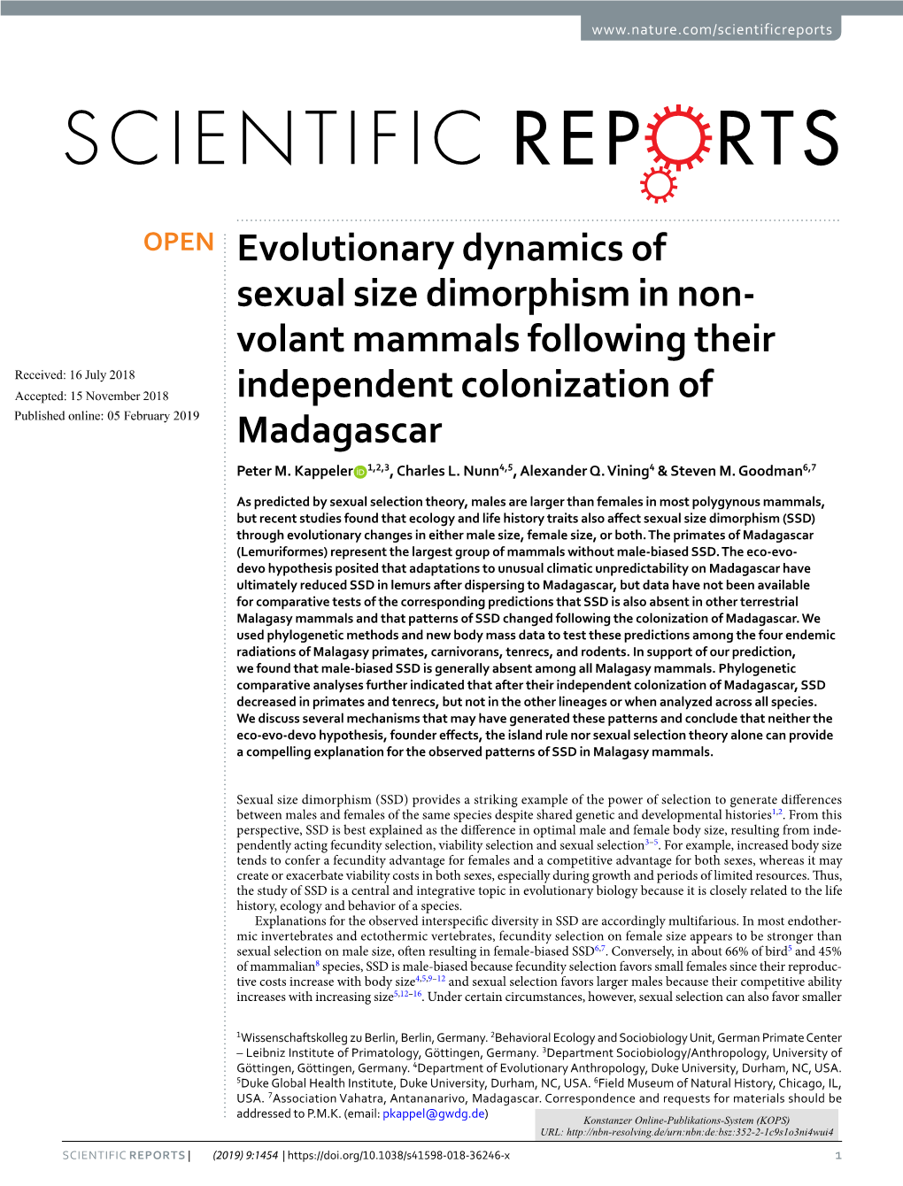 Evolutionary Dynamics of Sexual Size Dimorphism in Non-Volant Mammals Following Their Independent Colonization of Madagascar