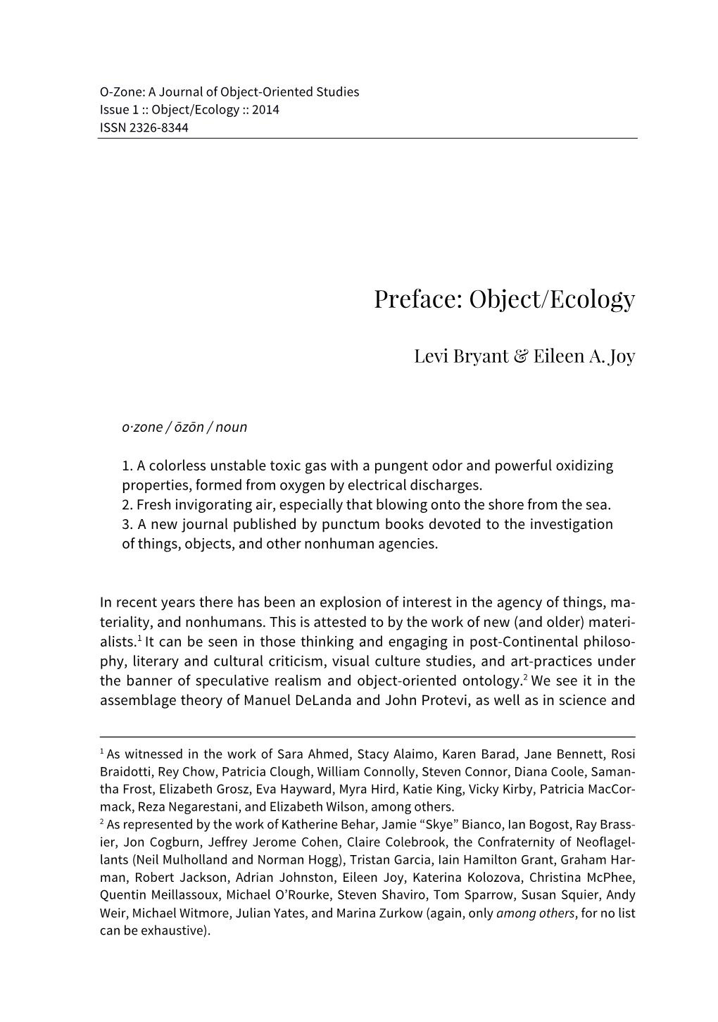 Preface: Object/Ecology