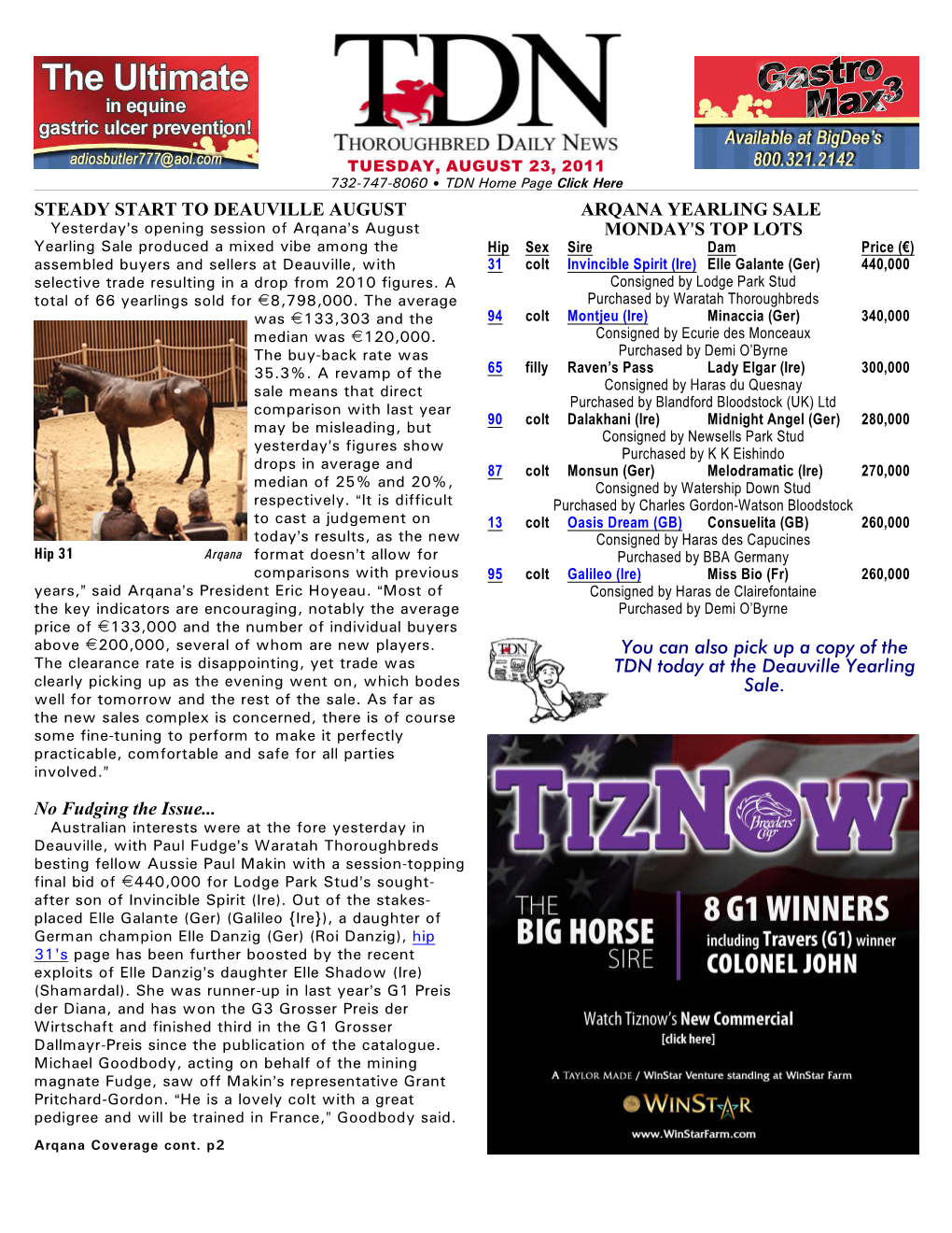 You Can Also Pick up a Copy of the TDN Today at the Deauville