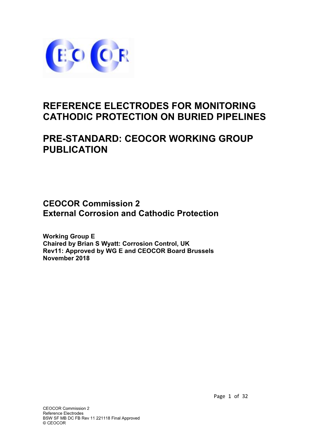 Reference Electrodes for Monitoring of Cathodic Protection