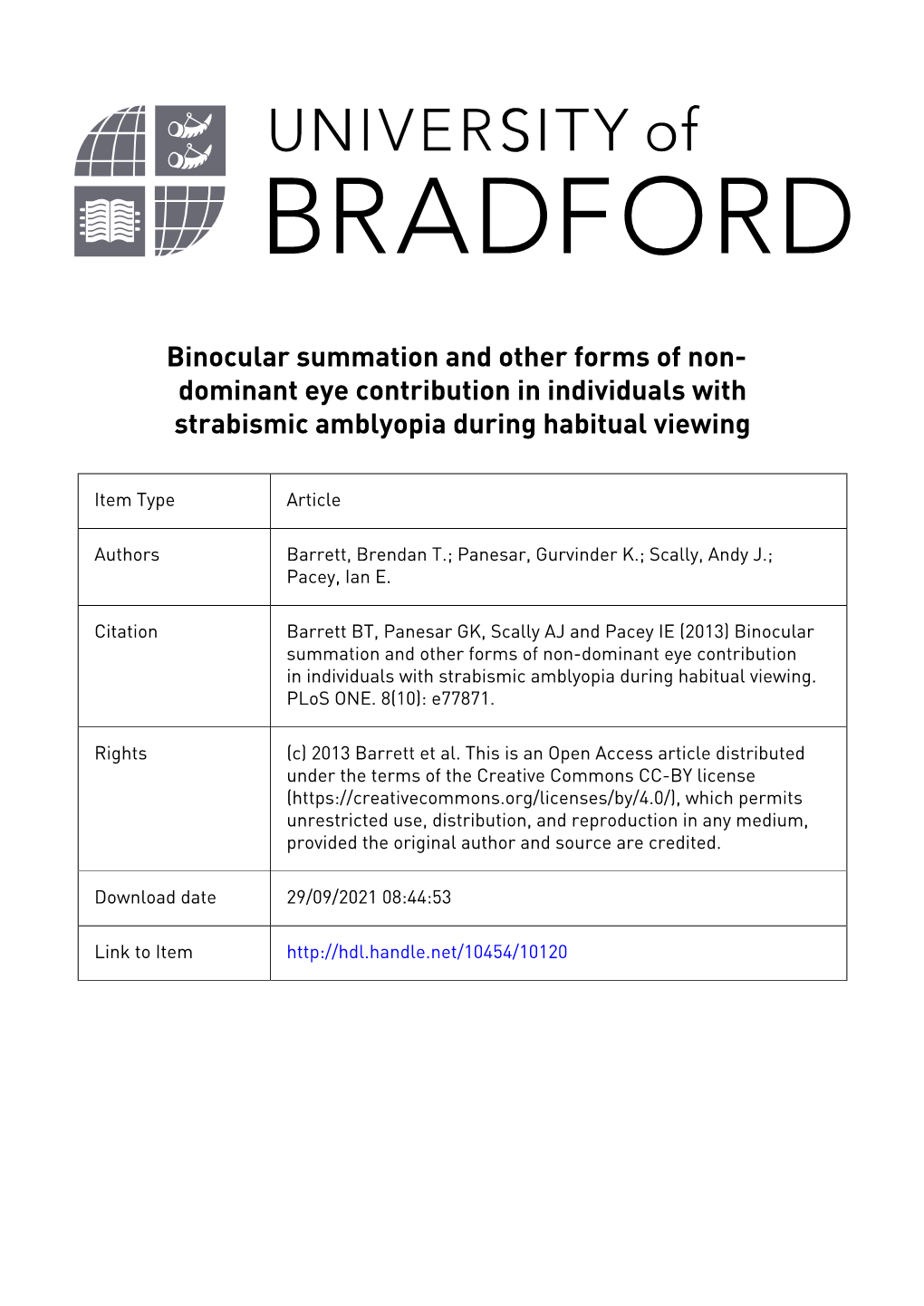 The University of Bradford Institutional Repository