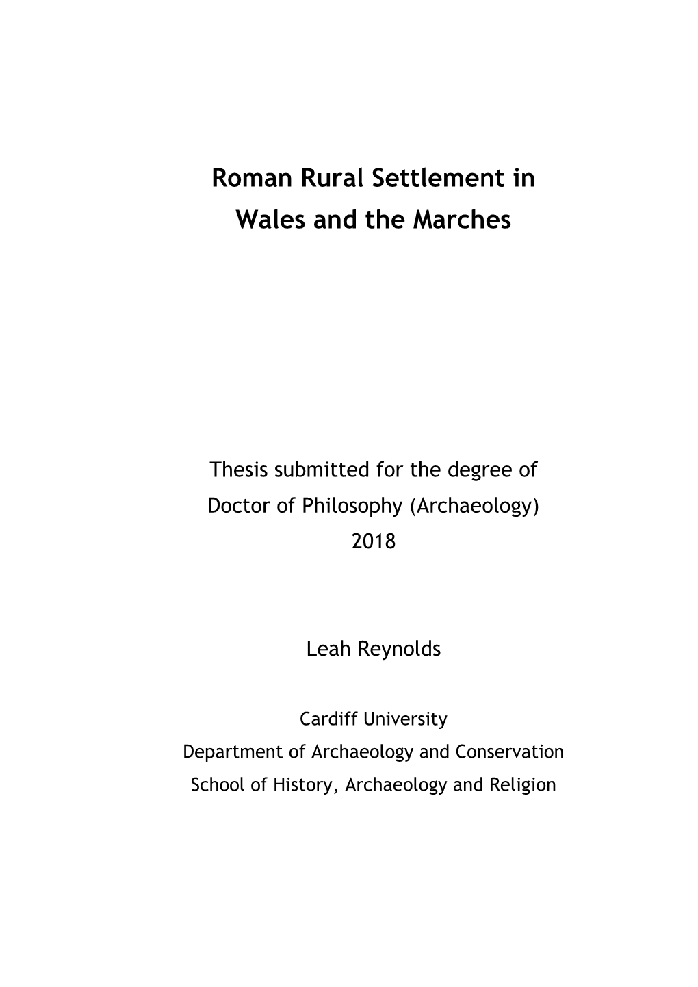 Roman Rural Settlement in Wales and the Marches