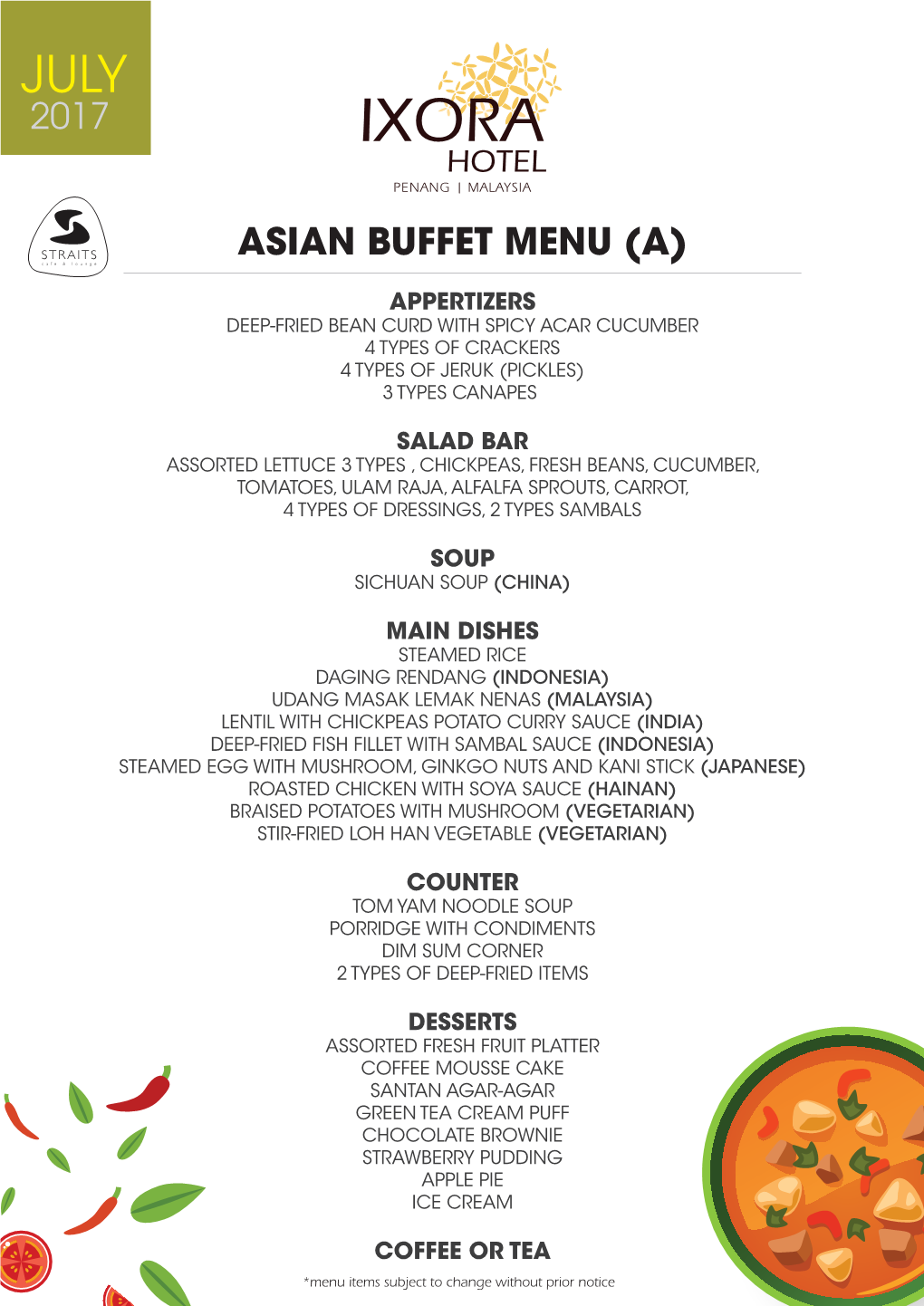 Asian Buffet Menu J